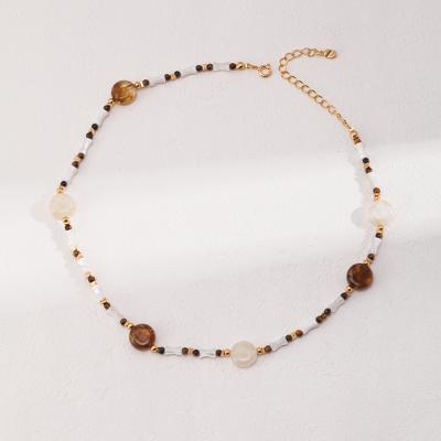 Sterling Silver Tiger Eye Stone Shell Necklace